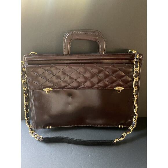 Vtg. Top Handle Messenger Shoulder Bag Attache Briefcase Oxblood Burgundy Career - Picture 6 of 14